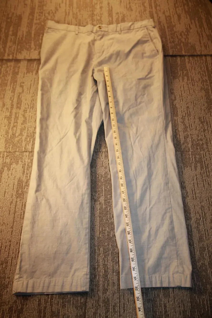 Banana Republic Pants Mens 38x32 Beige Check Chino Slim Fit Straight Leg Casual